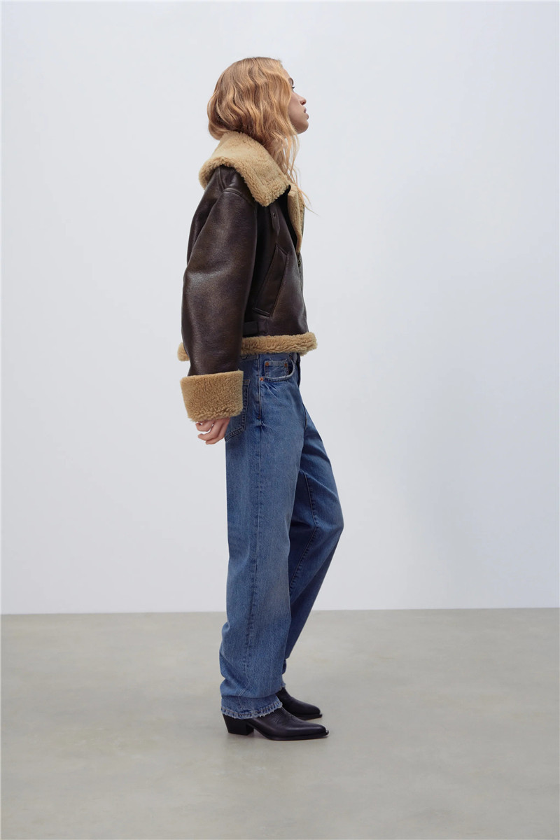 Damenjacken Einseitige Jacke Damen-Winterjacke aus Lammfell mit Kunstpelzeffekt Doppelseitige Jacke mit zusätzlicher Wärme 221006