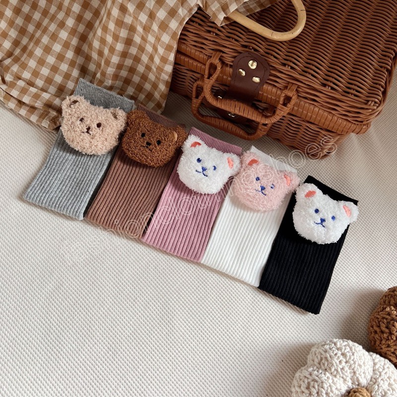 Coréen bébé chaussettes mignon dessin animé ours enfants garçons filles genou chaussettes beaux animaux infantile enfant en bas âge étage longue chaussette