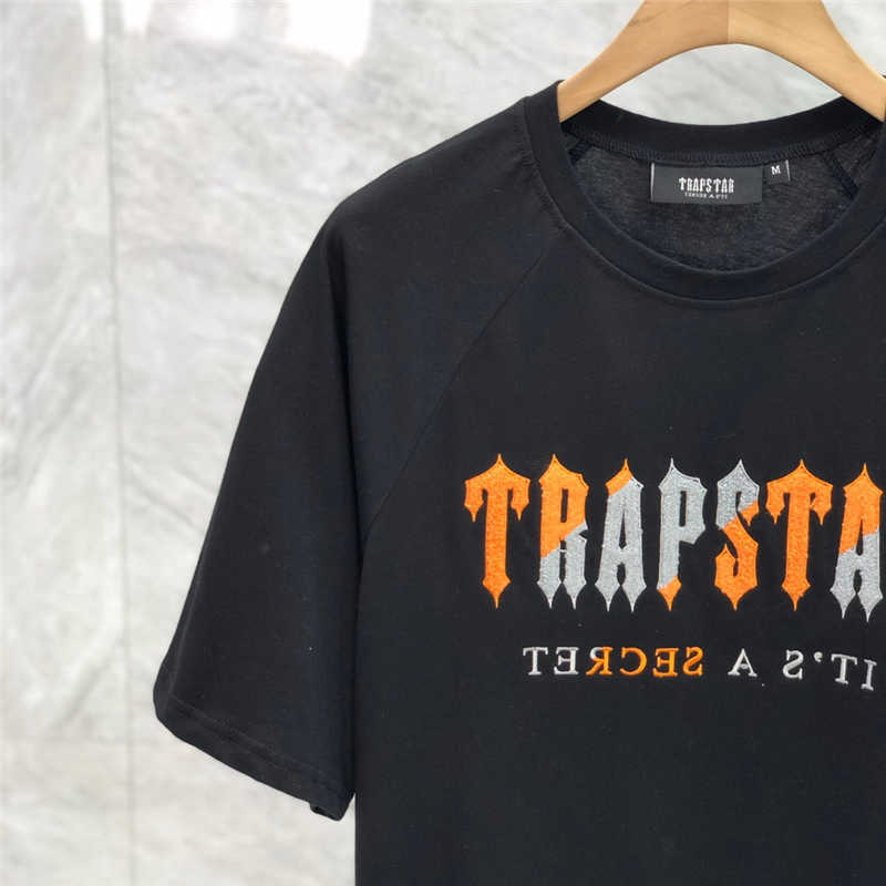 T-shirt da uomo di buona qualità asciugamano ricamato Trapstar Fashion T Shirt da uomo 1 1 Trapstar Women Orange Letter High Street T-shirt Tee T230209