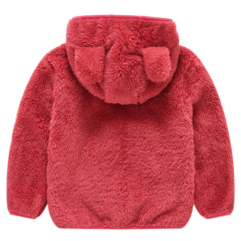 Jackor Autumn and Winter Fleece Wool Coat Childrens Klädpojkflickvävare bedårande björnörar robusta hoodie baby hårig blixtlås 2201006