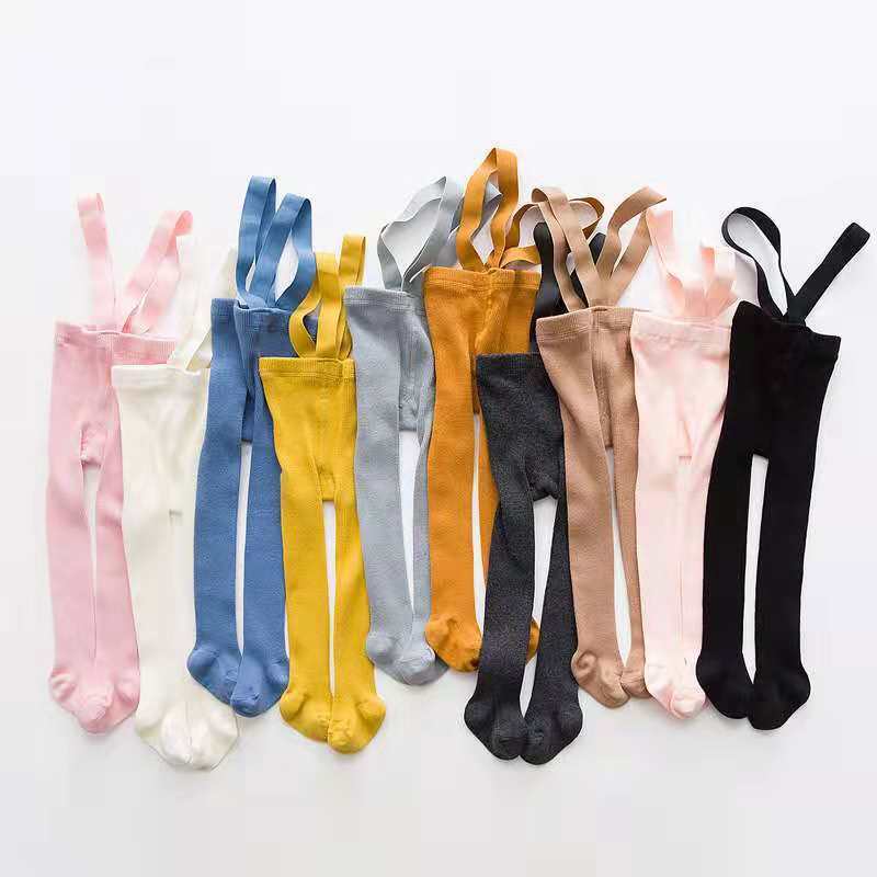 Leggings Tights Breathable Infant Kids Suspender Pantyhose Spring Autumn Baby Girls Boys Cute Solid Color High Waist Bandage Overall Leggings 2201006