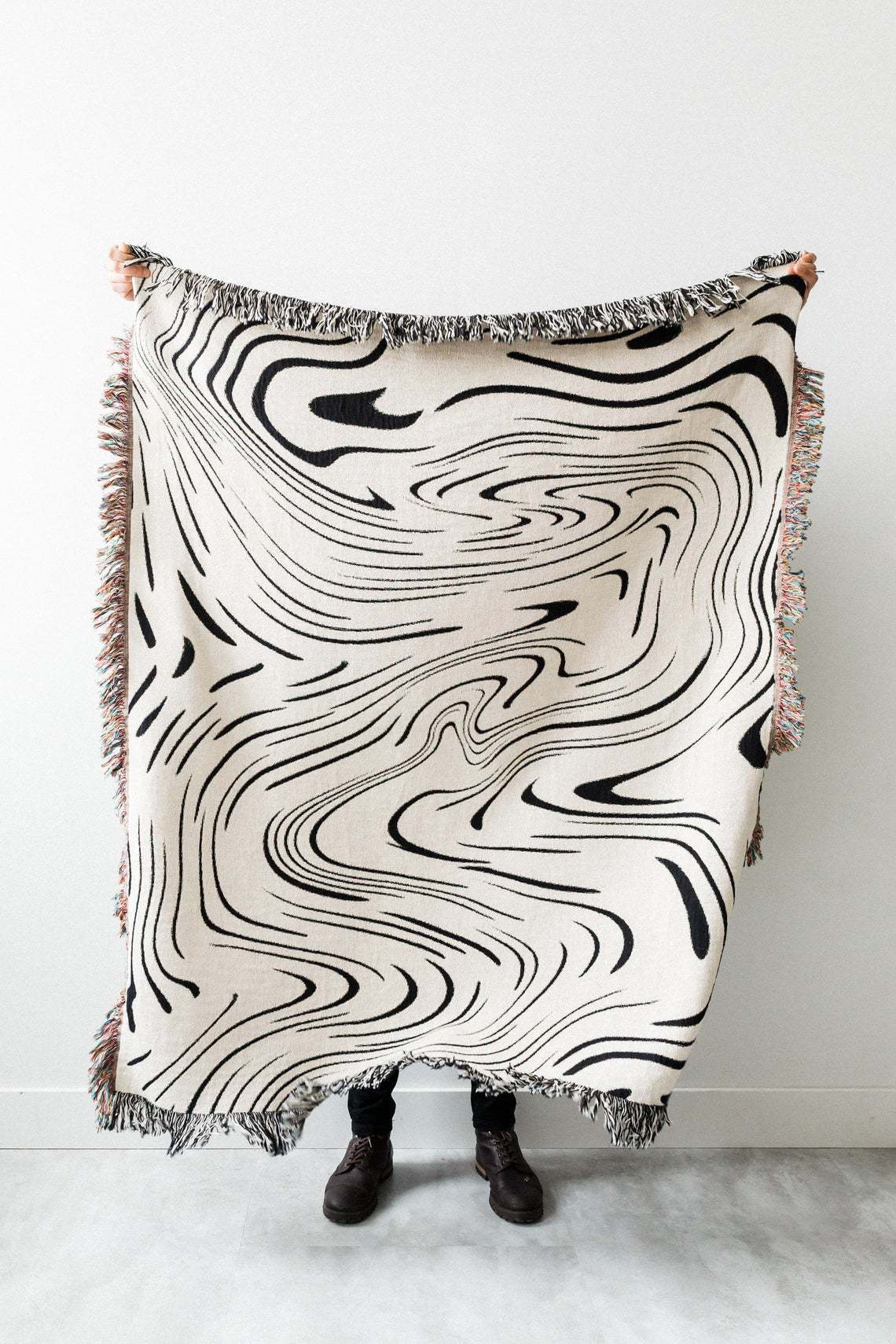 Battaniye gündelik siyah halı dekorasyon dalga kanepe boş zaman tek goblen atış 221006