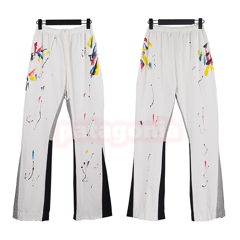 Kvinnors avslappnade Terry Pants High Street m￤n Kvinnor Hoodies Pants Fashion Couples Splash-Bink FLAGE TROUSERS S-XL