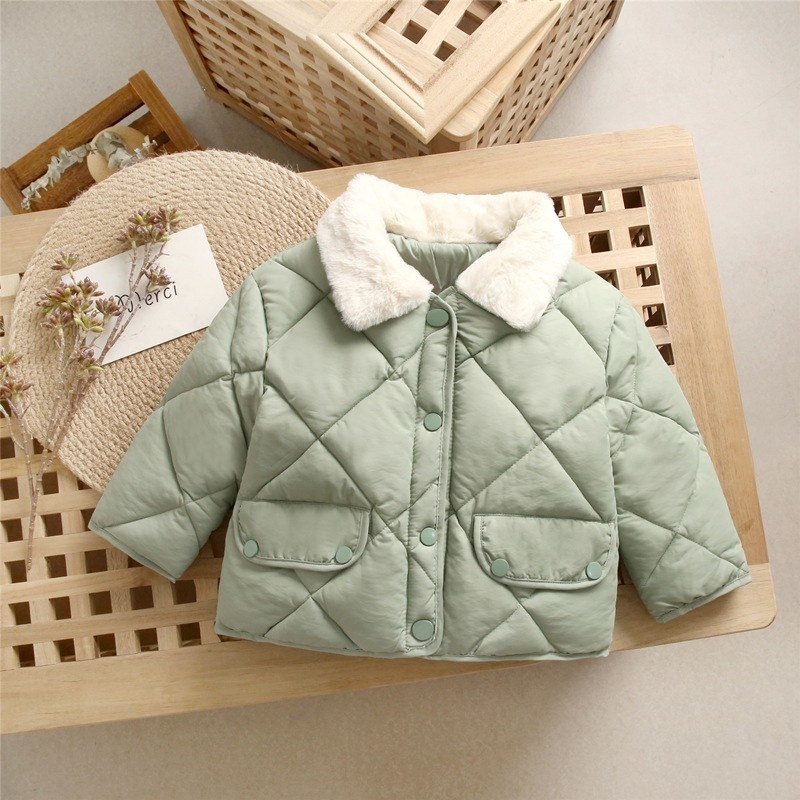 Down Coat Girls winter cotton jacket fashion allmatch thick Keep warm boy fur collar coat Korean version 27 years child Quality clothing 2201006