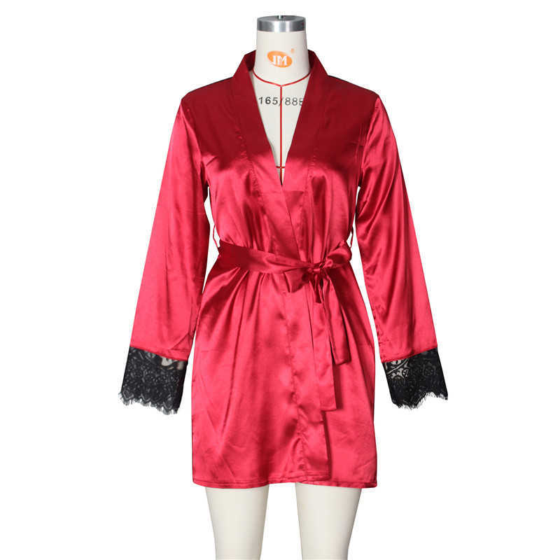 Roupa de Dormir Feminina ANJAMANOR Robes Sexy Rendas de Cetim Seda para Mulheres Roupa de Dormir Aniversário Dama de Honra Roupão Mulher Vestido de Noite Kimono Lingerie D48-CF17 T221006