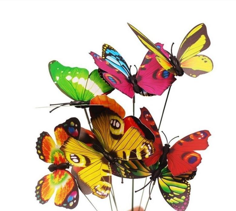 Butterflies Garden Yard Planter Garden Decorations Colorful Whimsical Butterfly Stakes Decoracion Outdoor Decor Flower Pots Decoration SN4941