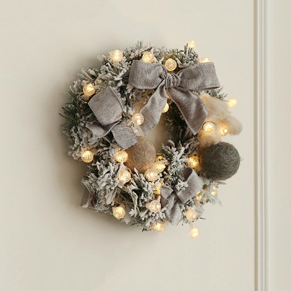 Juldekorationer 30 cm Artificial Rattan Flower Door Hanging Wreath with String Light Wall Decoration for Home Festival Party #EW 220930