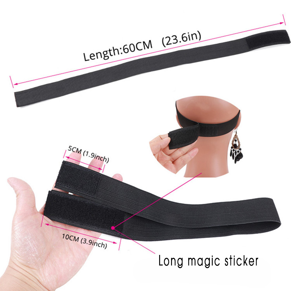 Elastic Adjustable Headbands for Wigs Hair Tools Bands with Magic Sticker Melting Lace Edge