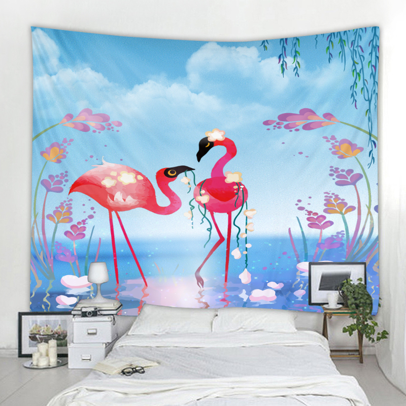 Гобеленцы северная фламинго -гобеленная птица Стенная стена висит цветочный домашний декор пляжный полотенце йога коврик для пикника.