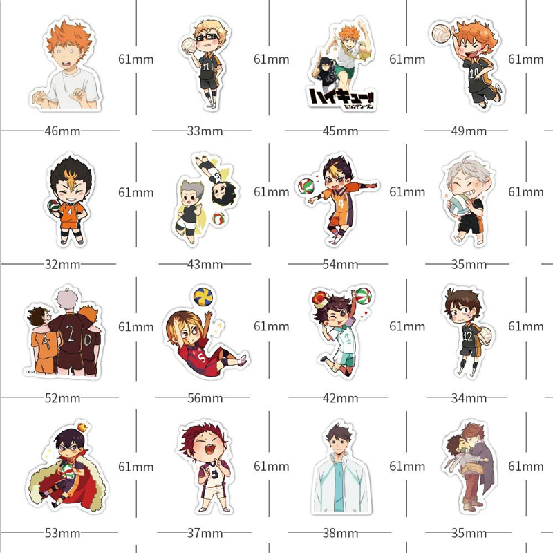 50 stcs anime haikyuu stickers pack voor doe -het -zelf laptop telefoon gitaar koffer skateboard ps4 speelgoed volleybal tiener haikyuu sticker