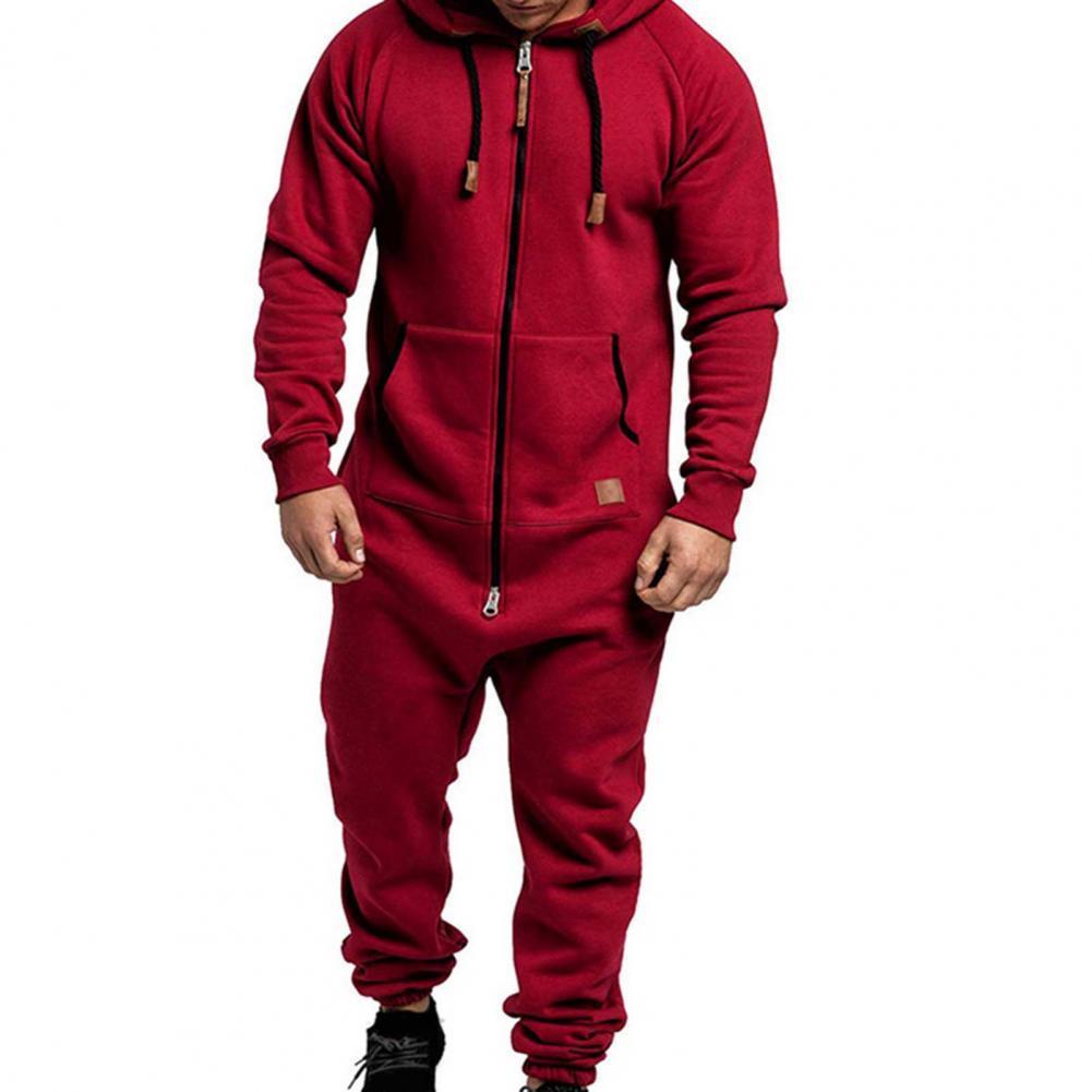 Herrspårar herrens onesies zipper jumpsuit casual plus fleece hålla varma vinterkläder tjock hoodie långärmad svettbyxor för utomhus 221006