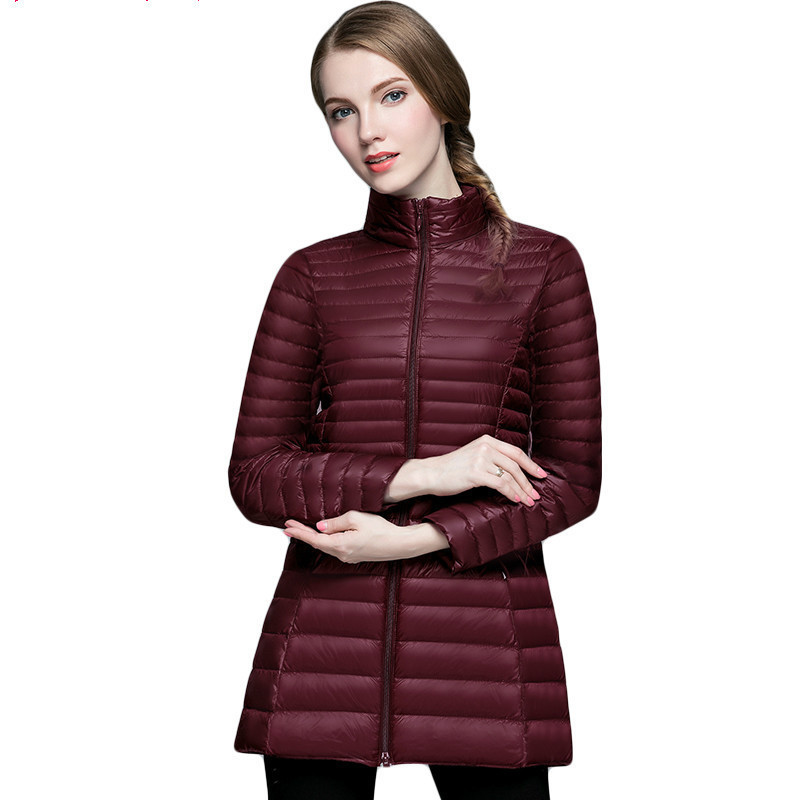 Parka da donna in piumino Cappotto caldo primaverile da donna Piumino in piumino d'anatra ultraleggero Giacche lunghe e slim solide 220930