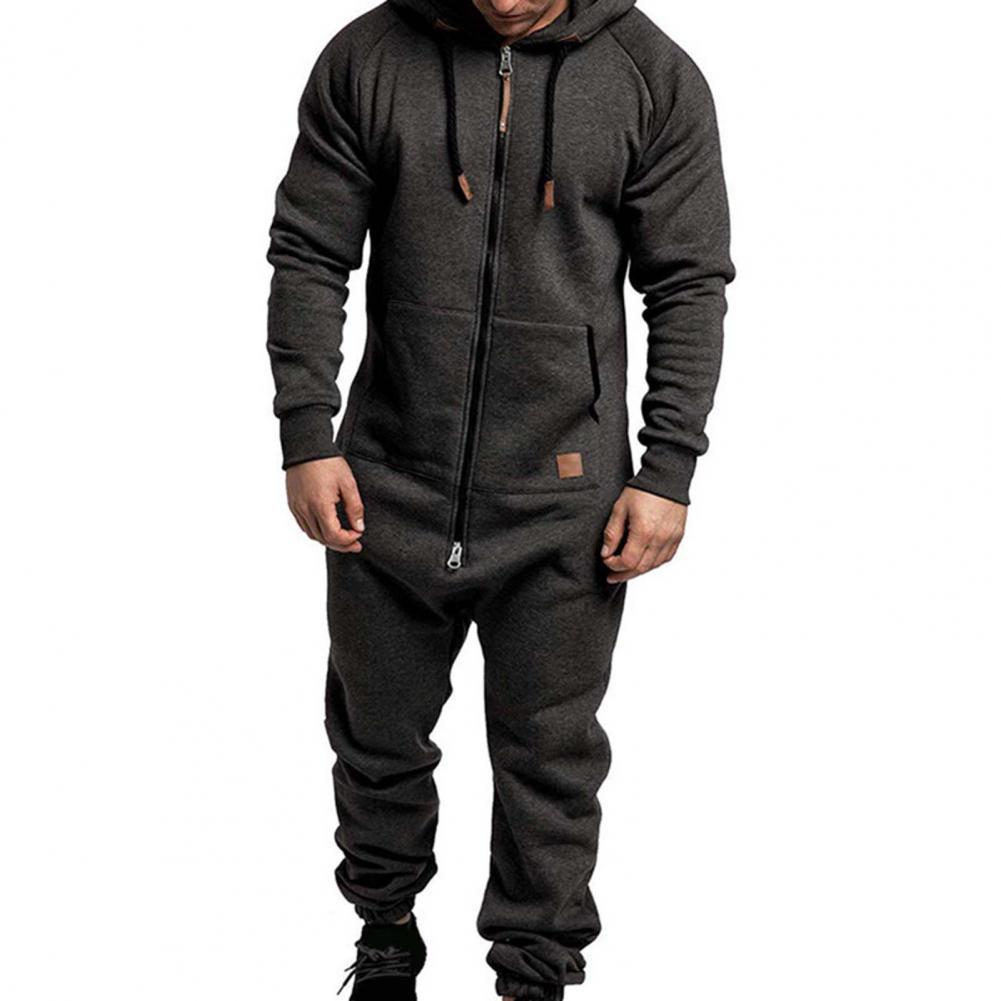 Herrspårar herrens onesies zipper jumpsuit casual plus fleece hålla varma vinterkläder tjock hoodie långärmad svettbyxor för utomhus 221006