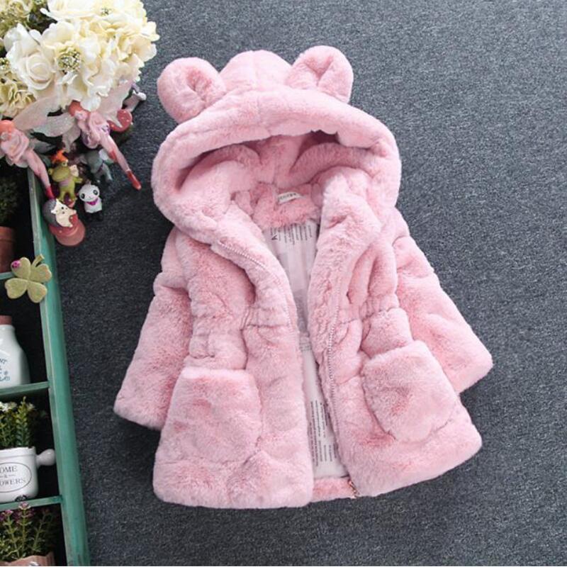 Vestes bébé filles manteaux d'hiver chauds épais fausses fourrures modes de veste à capuche pour fille extérieurs enfants vêtements 2 3 4 6 7 ans 2201006