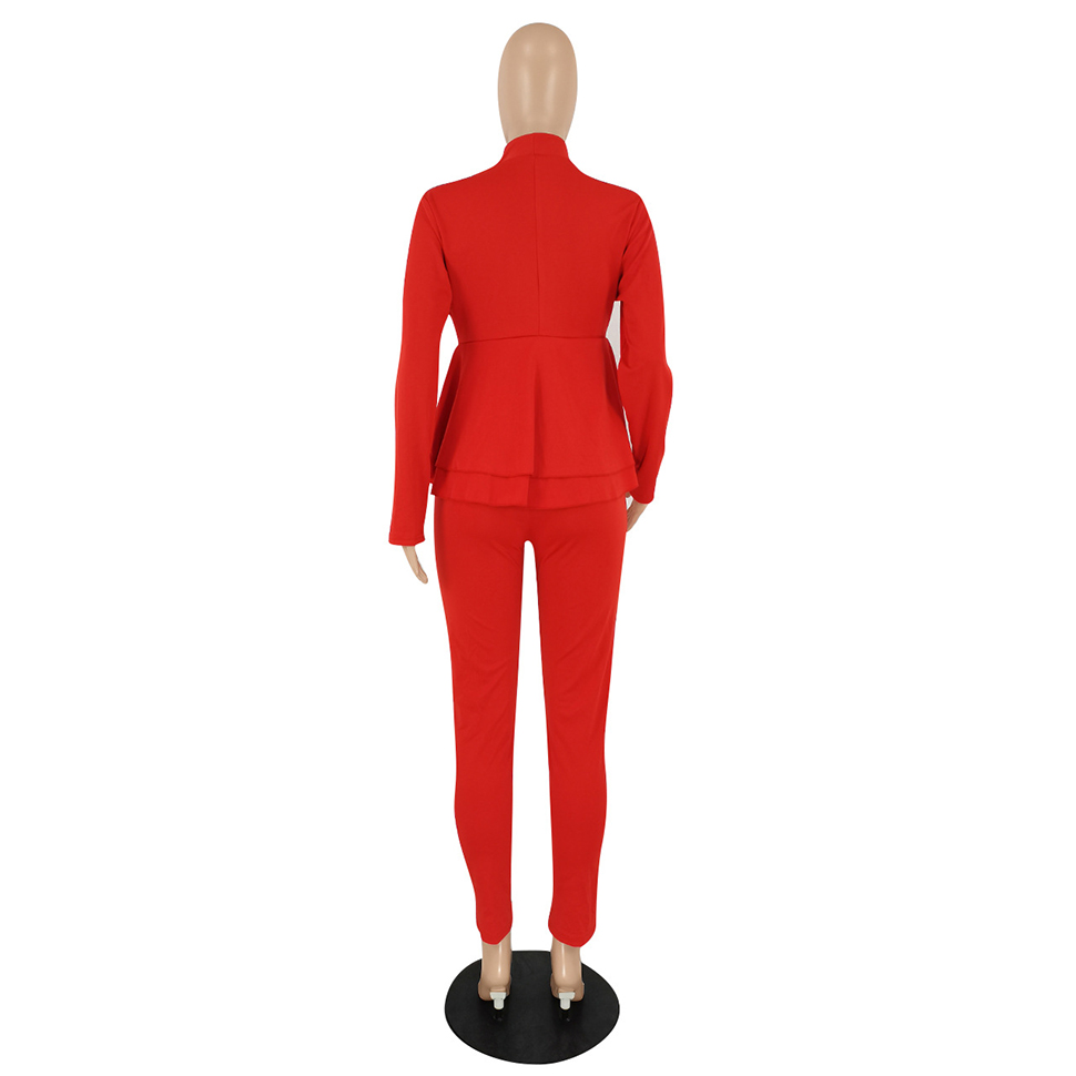 Femmes deux pièces pantalons ensemble Sexy col en V à manches longues affaires décontracté Blazer costume ensembles de pantalons