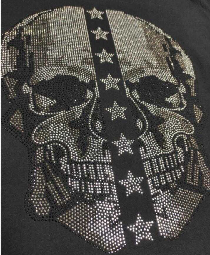 القمصان للرجال M-5XL Skull Rhinestones T قمصان الرجال الصيف Tees O Tees O.