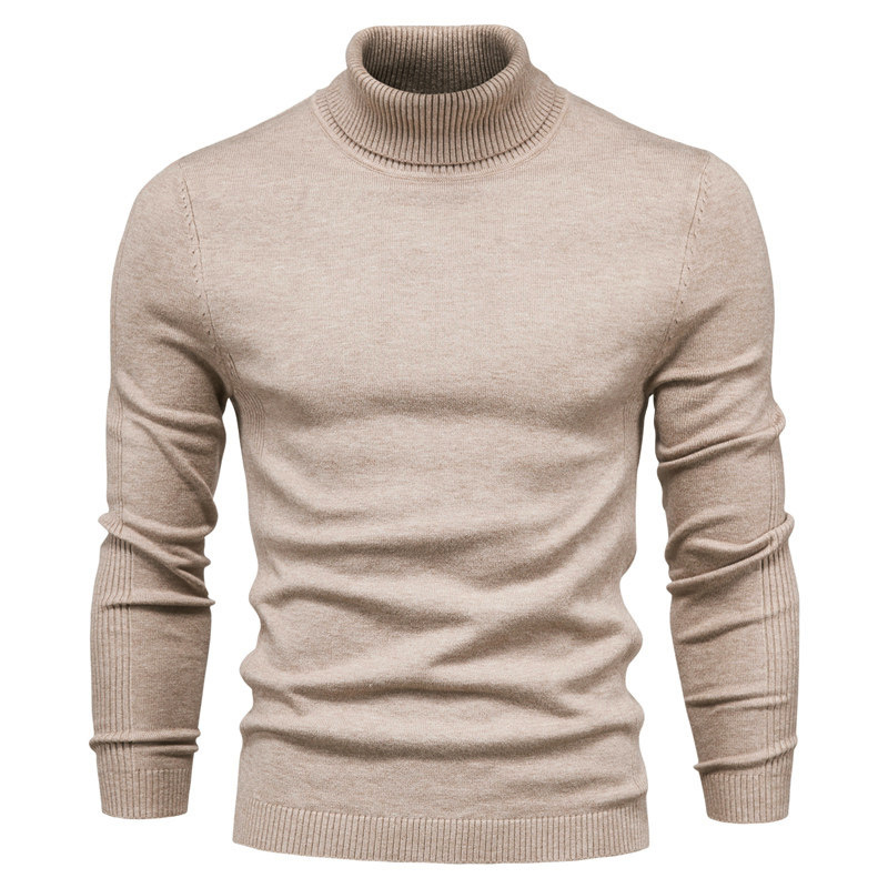 EBAIHUI Solid Colour Men's Pullover Autumn and Winter Turtleneck Mens Casual Knitwear Casual Urban Style Male Sweaters