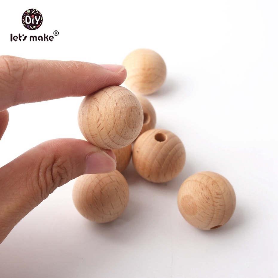 Baby Teethers Toys Let's Make Wooden Teether Chewable 8-20mm Round Beads Ecofriendly Unfinished Beech Beads DIY Craft Wooden Custom 221007