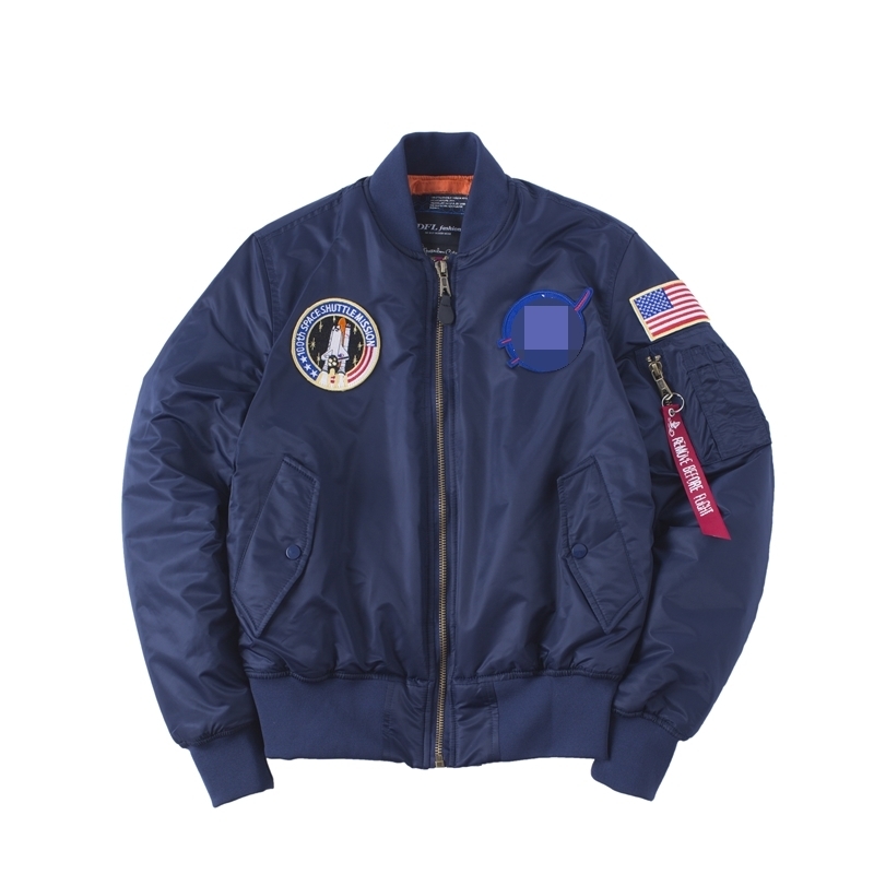 Herrenjacken 100. Space Shuttles gepatchte Winterbomber-Fliegerjacke für Männer Frauen 221006