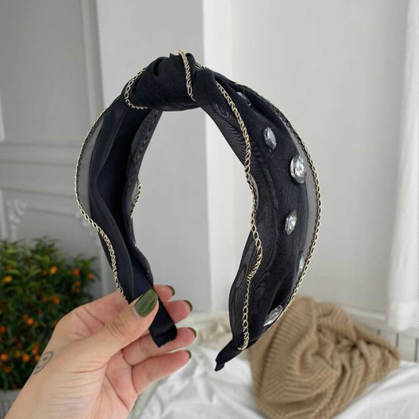 Headbands PROLY New Fashion Hair Accessories For Women Shining Rhinestone Headband Fresh Mesh Knot Hairband Advanced Headwear Turban T221007