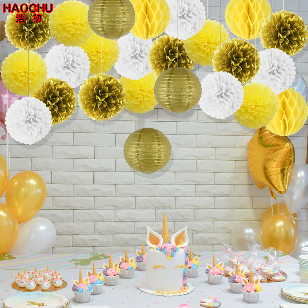 Other Event Party Supplies White Blue Paper Big Lantern Tissue Pompoms Flower Honeycomb Ball Baby Shower Kids Birthday Wedding Decorations 221007