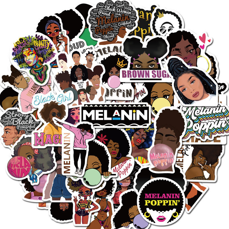 melanina poppin adesivos inspirados menina preta graffiti infantil de brinquedo skateboard carros de motocicleta adesivos adesivos por atacado