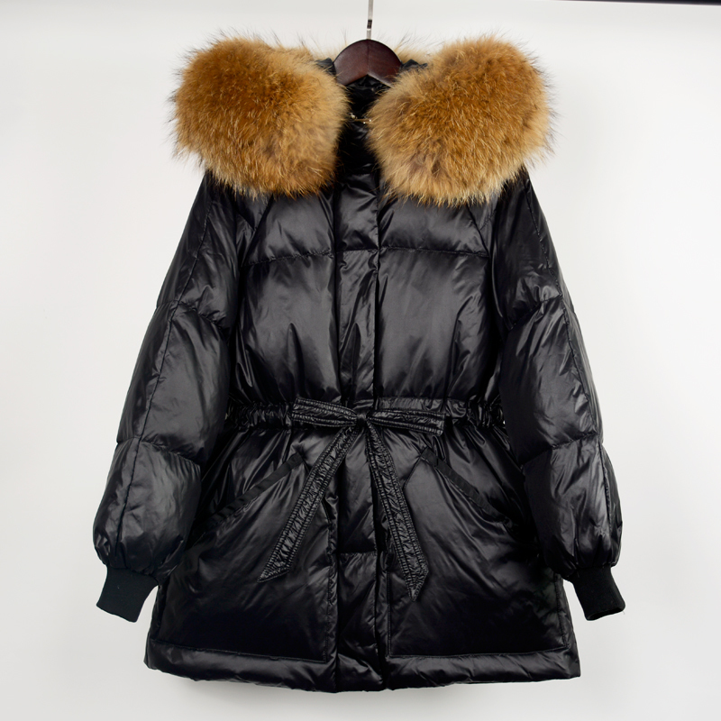 Parkas en duvet pour femmes Janveny Parkas d'hiver pour femmes 90% veste en duvet de canard blanc grand col en fourrure de raton laveur à capuche chaud manteau de plumes pour femmes Outwear 221007