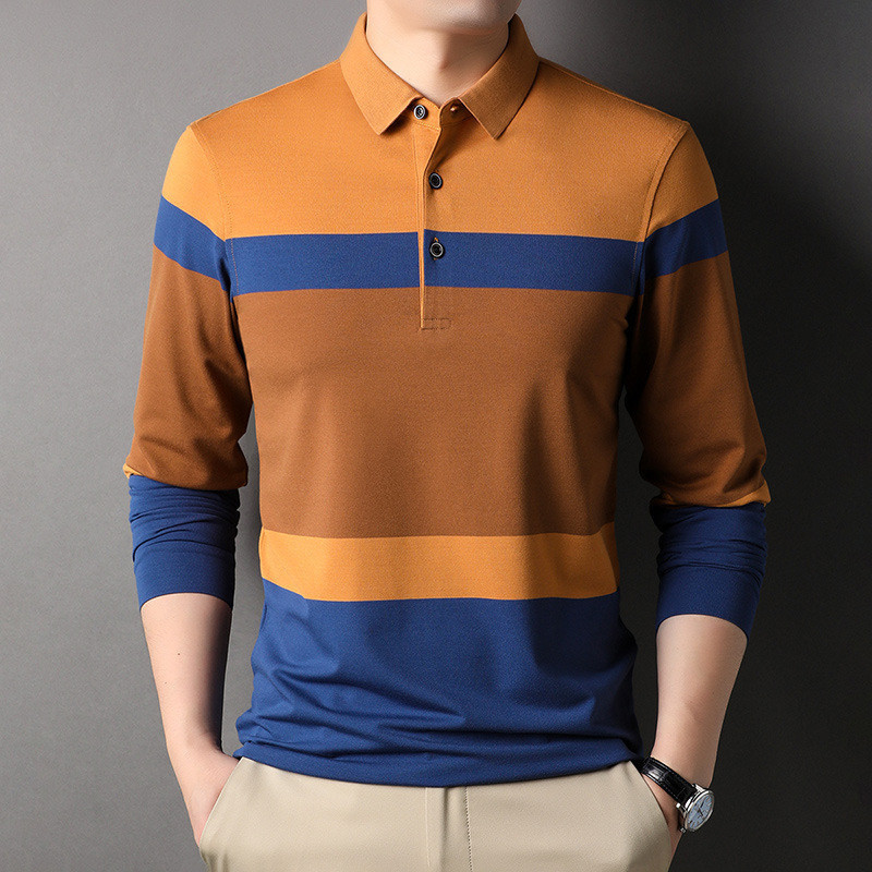 Men's Polos Polo Shirt for Men Long Sleeve Striped Autumn Multicolor Fashion Clothing Casual Male Korean Style Polo T Shirt 221006