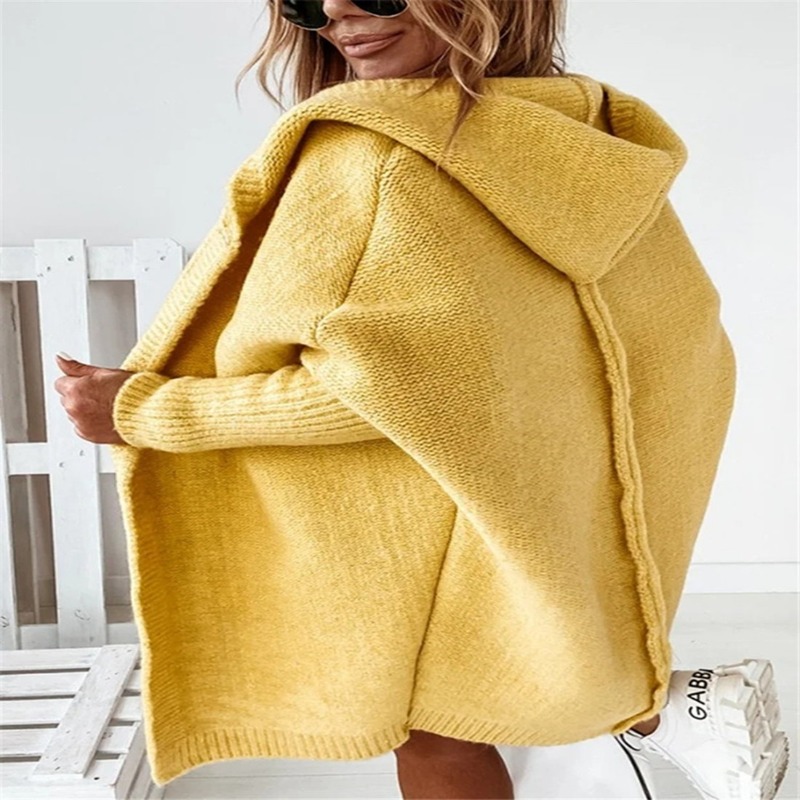 Maglione cardigan con cappuccio Women Fall Fashion Fashion a forma di pipistrello morbido cucitura sciolta a maglia a maglia