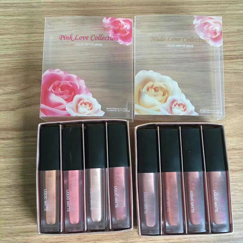 4 pçs/conjunto Lip Gloss Mini Velvet Conjunto de Batom Líquido Matte Batom Impermeável Maquiagem Labial Cosmético