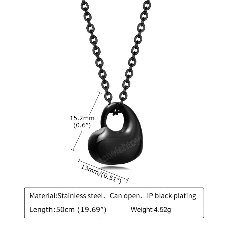 Female Heart Urn Necklace for Ashes Cremation Jewelry Stainless Steel Keepsake Waterproof Memorial Gifts Pendant Necklace