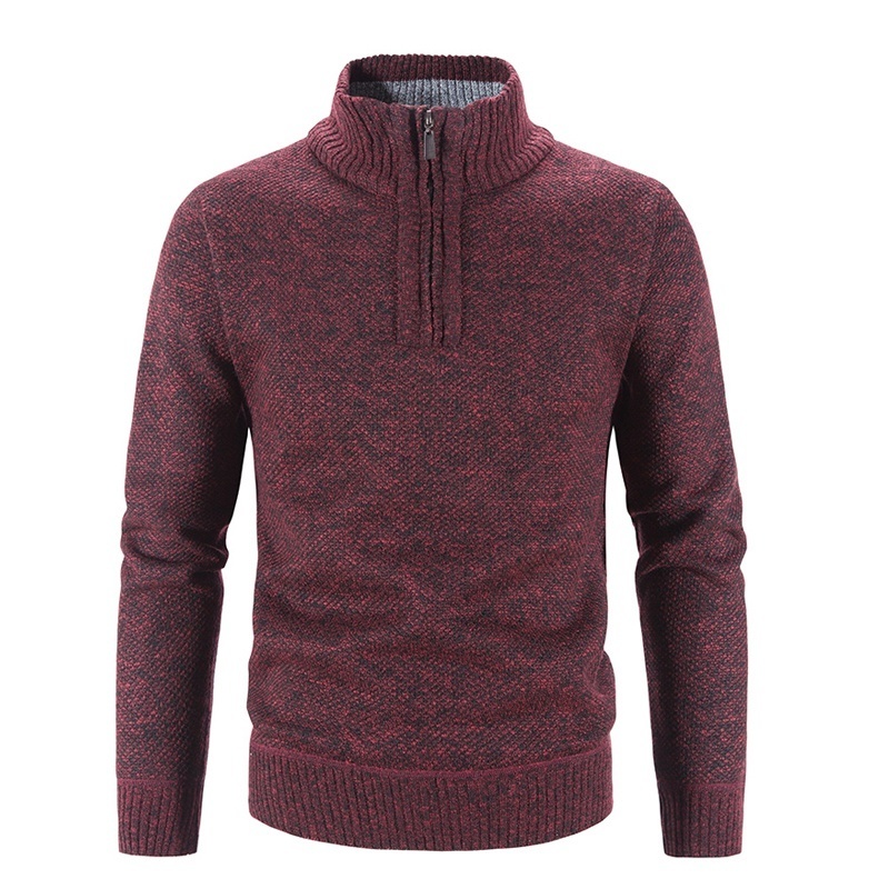 Herentruien Half Zip Mock nek gebreide pullover vaste kleurstand kraag casual kasjmier 221007