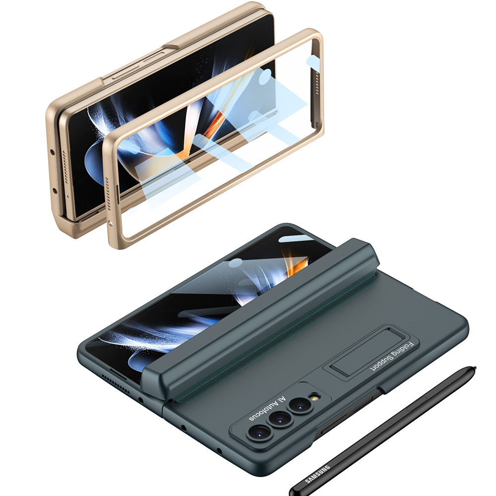 Magnetfodral för Samsung Galaxy Z Fold 3-vikt 4-fodral Glasskärmskydd Gångjärn Penna Slot Boxes Stativskydd