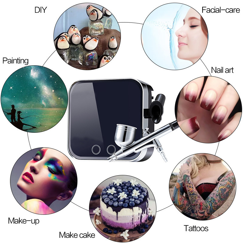 Spray Guns 0.3mm 7CC Airbrush Kit Single Power Compressor Portable Touch Machine Air Brush Use For Tattoo Body Paint Tool acrylic Nail Art 221007