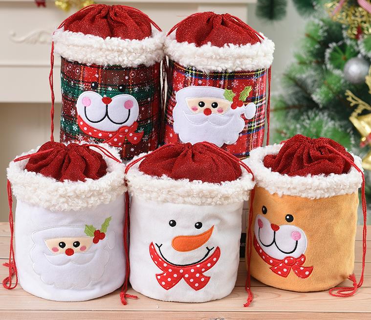 Juldekorationer Juls￤ck Xmas Gift Apple Bag Snowman Santa Christmas-Drawstring Bag Party Supplies SN4714