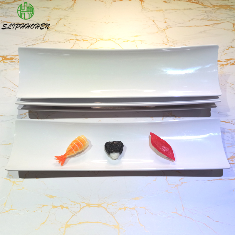 Japanese Cuisine Restaurant White Rectangle Sushi Plates Dinner Dish Self-Service Snack Bar Imitation Porcelain Tableware