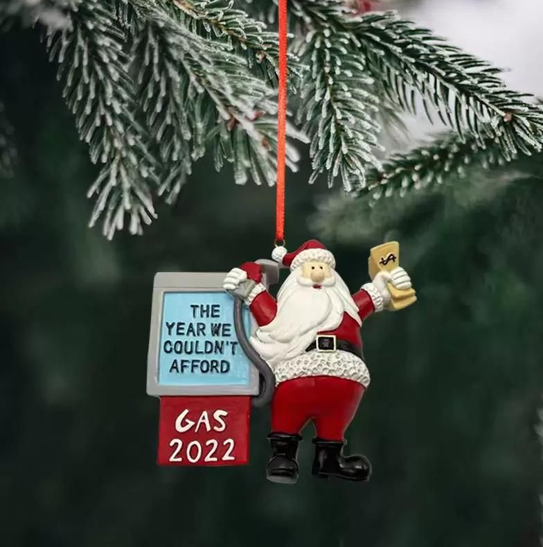 Gas 2022 Santa Claus Christmas Tree Decoration Resin Gasoline Sign Room Decor Ornaments Pendant Fast DHL Delivery