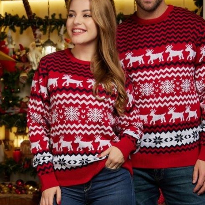 Suéteres femininos 2023 roupas de idade, homens, homens que correspondem a casais de família de Natal Jumpers quentes casuais grossos o pescoço de malha de pescoço natal visual 221007