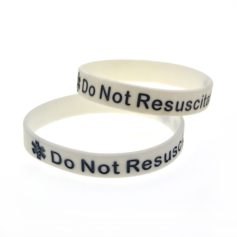 Do Not Resuscitate Silicone Rubber Wristband Adult Size A Great Message to Carry In Case Emergency