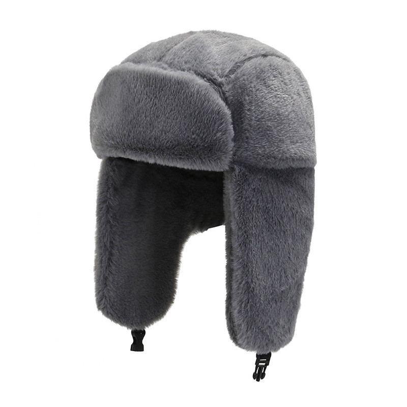 Plush Keep Warm Earflaps Solid Color Women Ride Outdoor Ushanka Unisex Autumn Winter Pilot Bomber Hat Pilot Trapper Trooper Hat