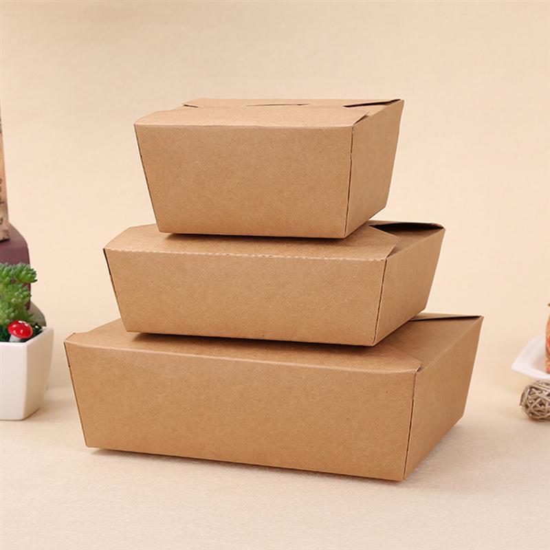 Wegwerpbekers rietjes 20 stks kraft papieren lunchbox maaltijd prep containers eten afhalen dozen voor restaurant Home 221007