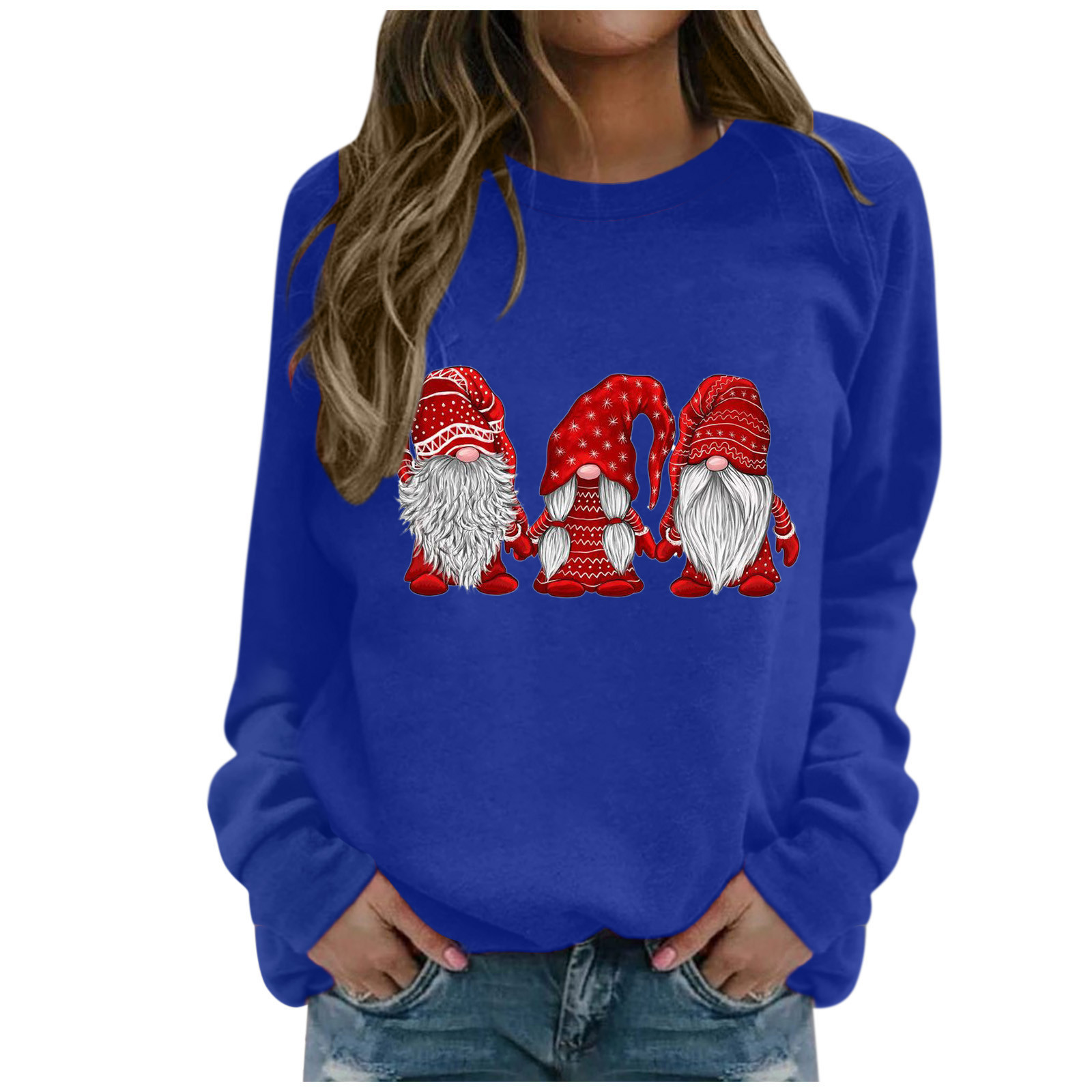 Kvinnors hoodies tröjor juldagpar som matchar söta jultomtentryck harajuku långärmad toppar tröjor sudadera 221007