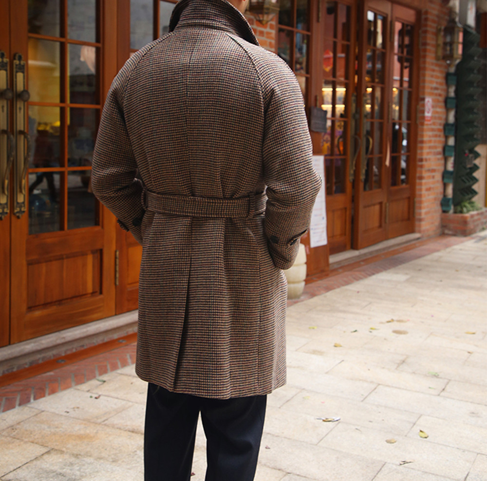 Erkekler trençkotlar uzun yünlü ceket balmacen t tuş pelerin klasik vintage rüzgar kırıcı zarif adam kış kıyafetleri sokak kıyafetleri 221007