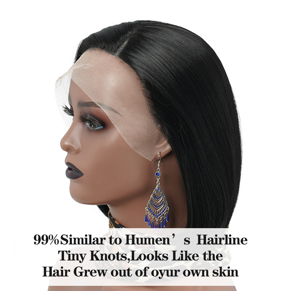 Krótkie proste koronkowe peruki dla czarnych kobiet z dziecięcym włosami odporna na ciepło syntetyczną perukę syntetyczną 13x4x1 Middle t częściowo koronkowy perygsfactory bezpośredni