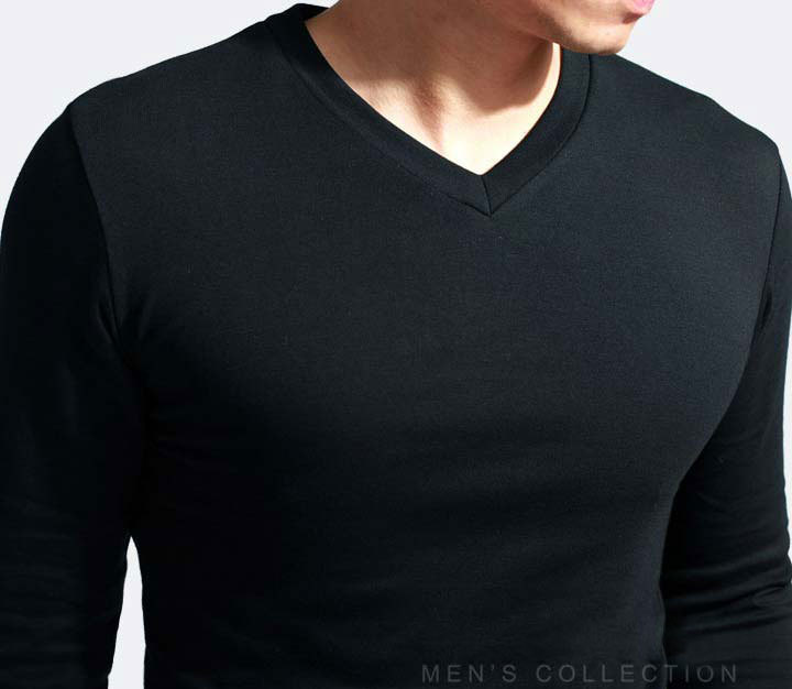 Magliette da uomo T-shirt da uomo a maniche lunghe con scollo a V elastico uomo in lycra e cotone T-shirt di marca 221007