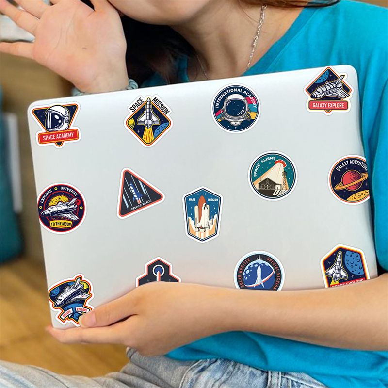 Cartoon UFO Spaceship Astronauten Sticker Space Agency Decal Kid speelgoed Playt Telefoon Bagage Laptop Gitaar Graffiti -sticker