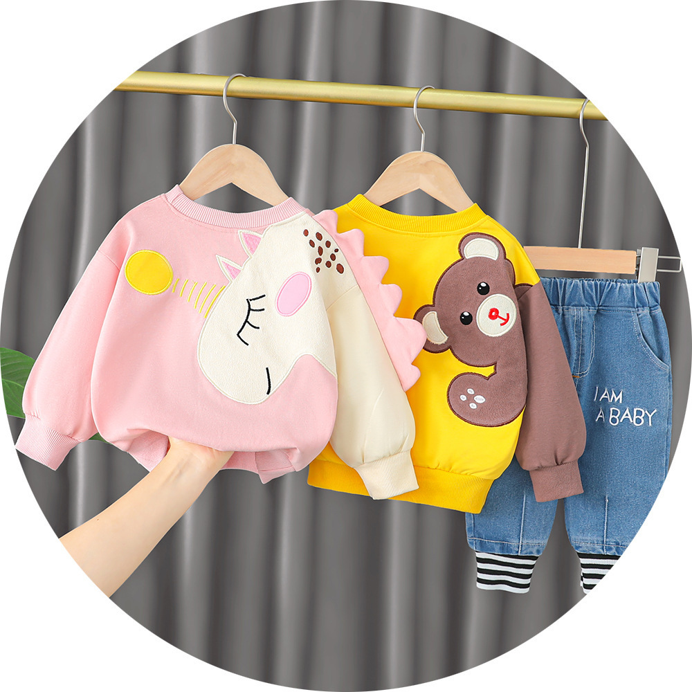 Clothing Sets 1 2 3 4 Years Autumn Childrenswear Fashion Baby Girls Clothing Set Cartoon top jeans Two-piece Suit Kids Toddler Clothes 221007