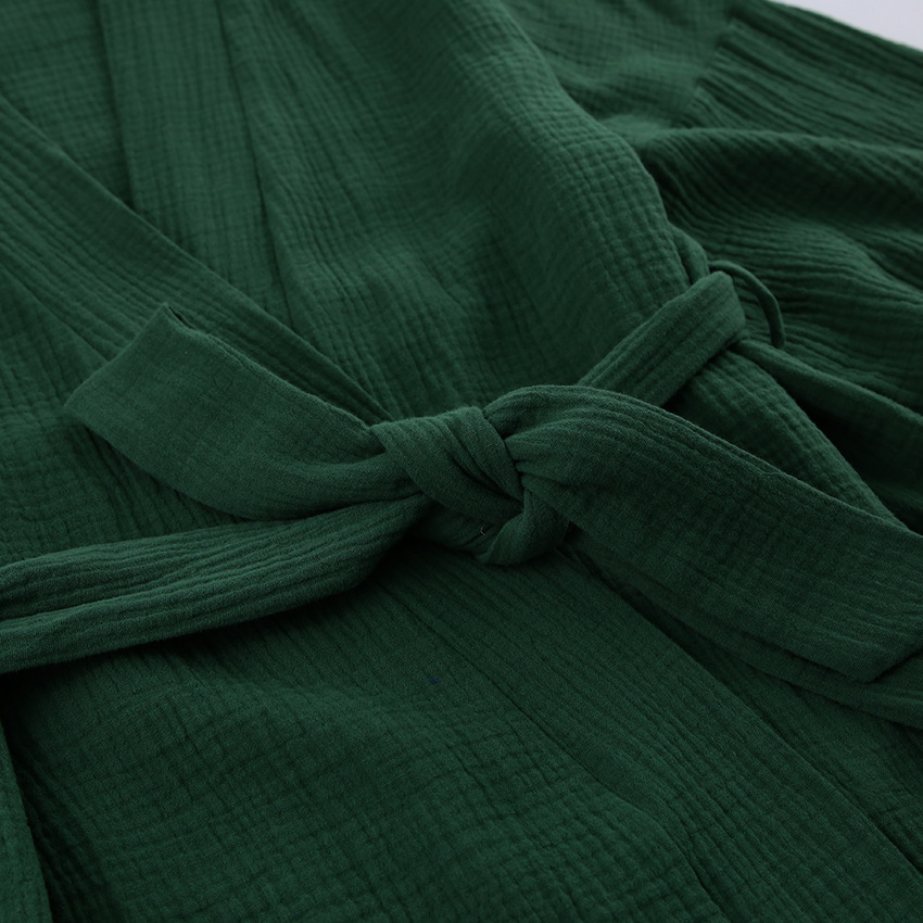 Kvinnors sömnkläder nhkdsasa kimono pyjamas 100% bomull crepe långärmade byxor damer passar hemservice mujer 221007