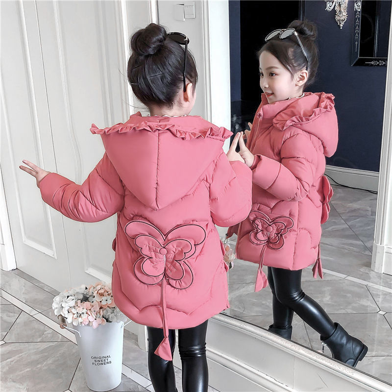 Piumino 3-12Y bambina bambina Giacca lunga Outwear Bambini Giacca imbottita in cotone Ragazza Inverno piumino Vestiti Cappotto caldo Pelliccia Hooed Snowsuit Kids 221007