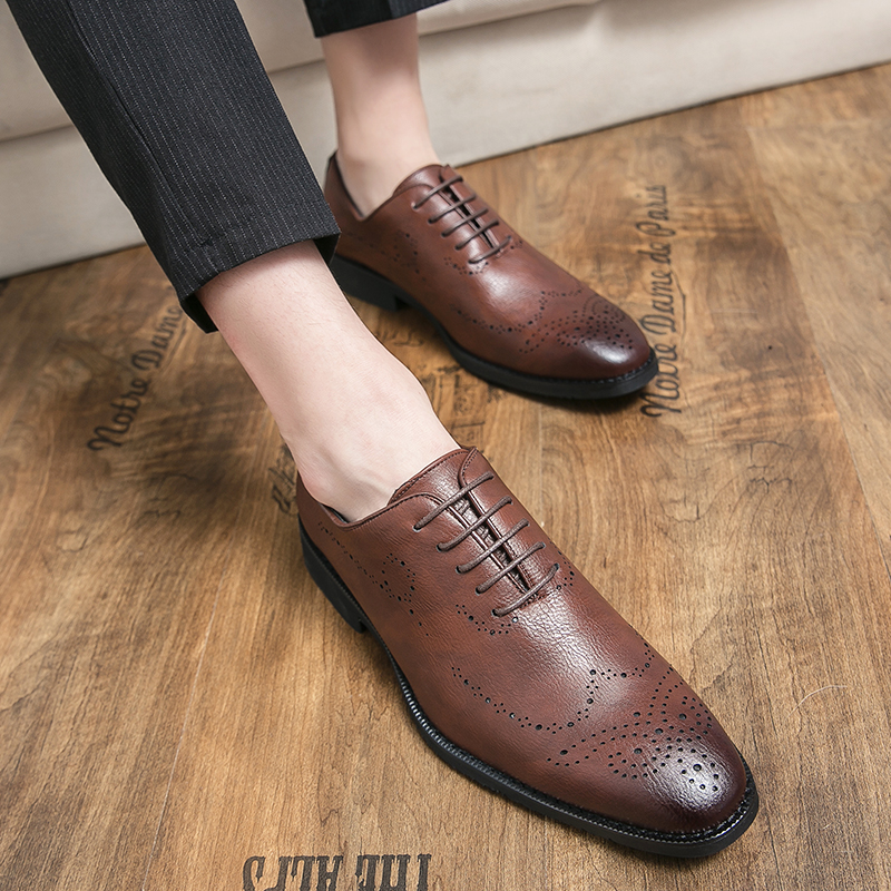 Wegańskie buty Oxford Wskazane palce u nogi punch męskie modne mody formalne swobodne buty wiele rozmiarów 38-47